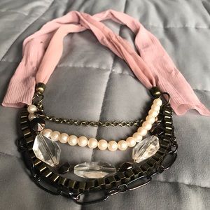 Betsey Johnson fabric tie statement necklace
